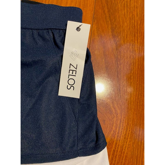 Zelos Athletic Shorts Navy Blue White Mesh Trim Stretch Elastic Waist XS NWTs - Picture 5 of 5